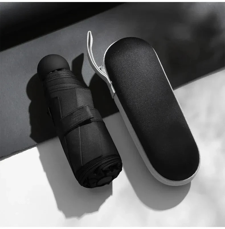 Solid Color Portable Capsule Umbrella Dual Use Sunshade And Rain Protection for