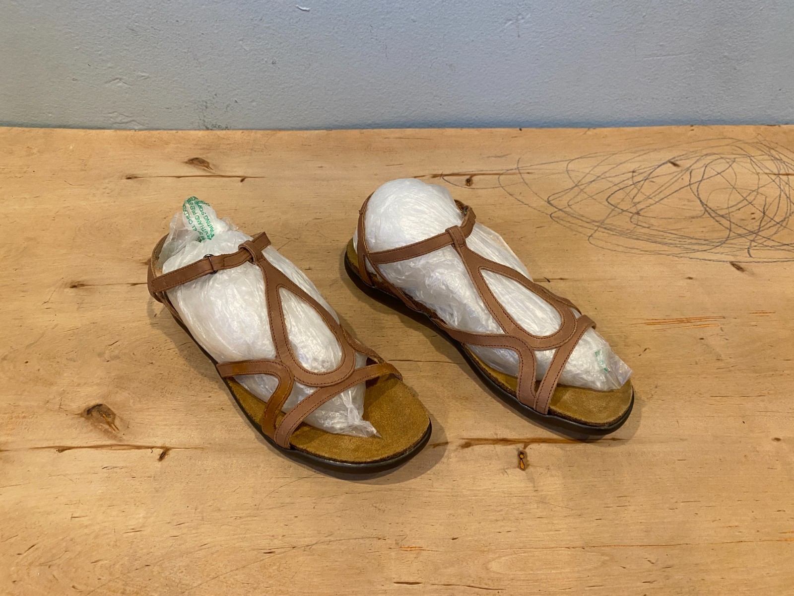 NWOT/B Naot Dorith Sandal , Latte Brown Leather , Sz EU 42 / US 11