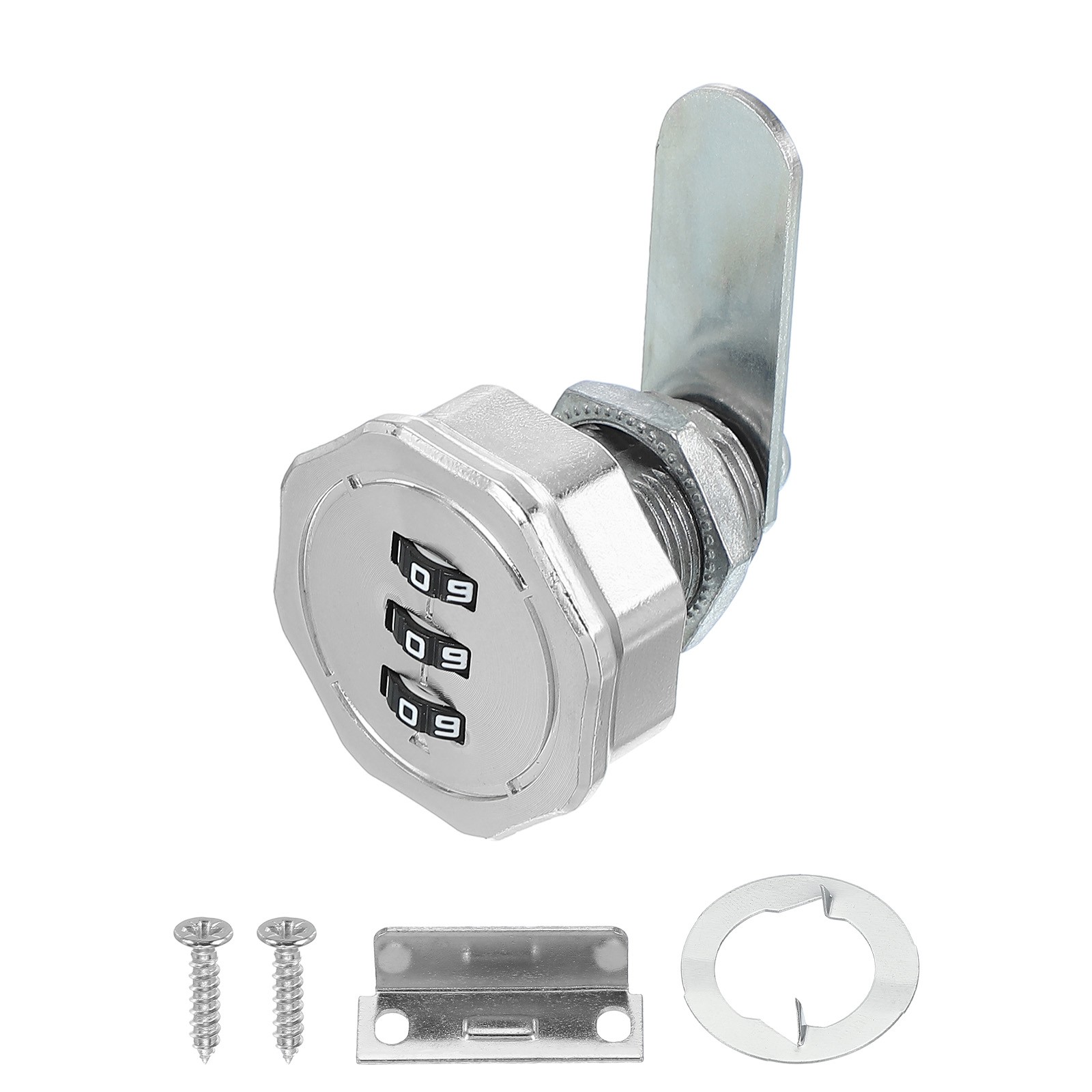 1-3/16" Combination Cabinet Cam Lock Cylinder Password Coded Lock Silver