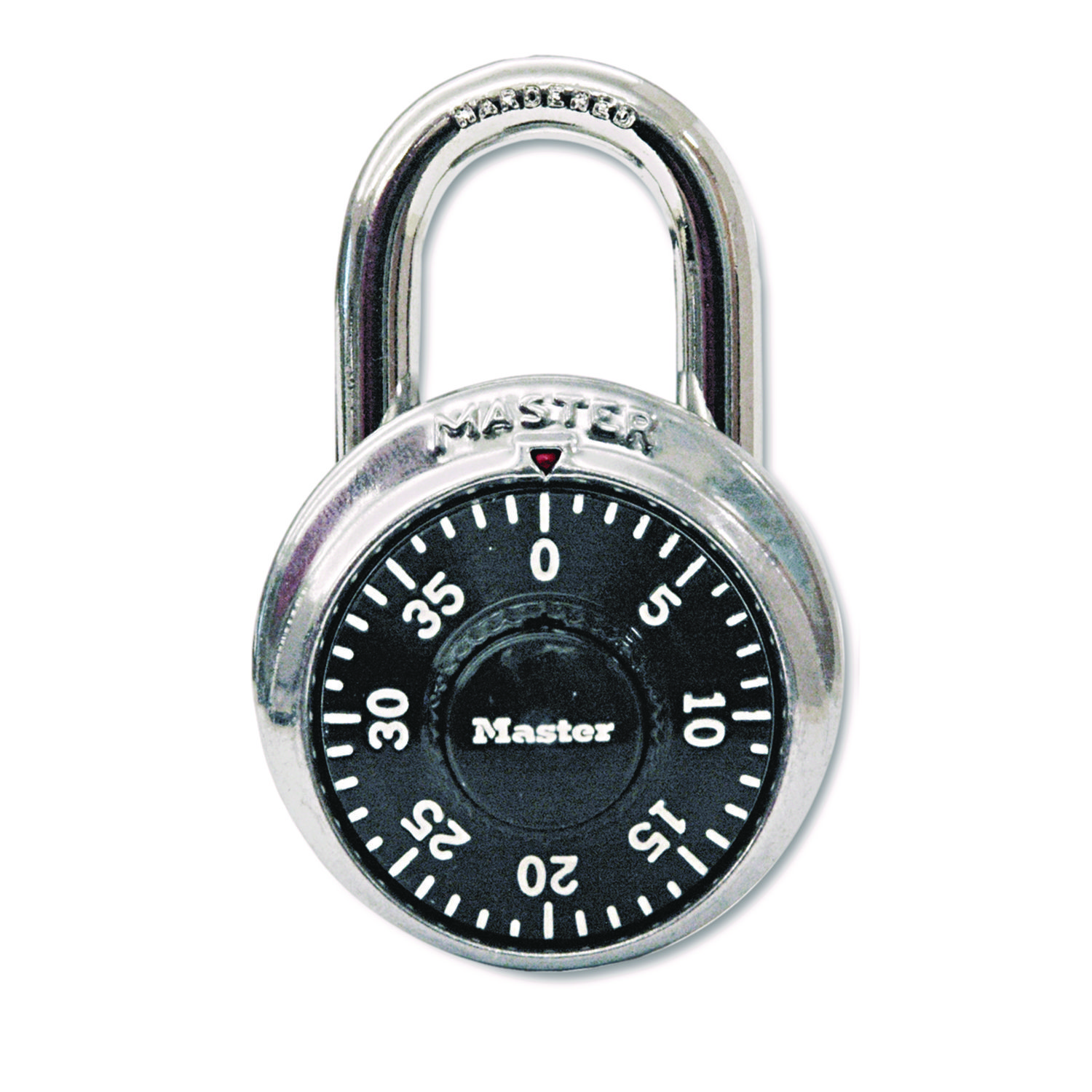 Master Lock® Combination Lock, Stainless Steel, 1 7/8 Wide, Black Dial