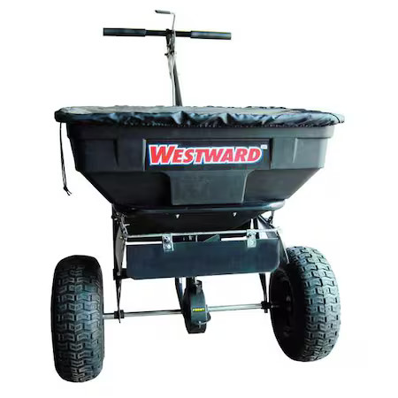 Westward 4Uhd1 125 Lbs Cap Broadcast Spreader For Ice Melt, Fertilizer& Grass