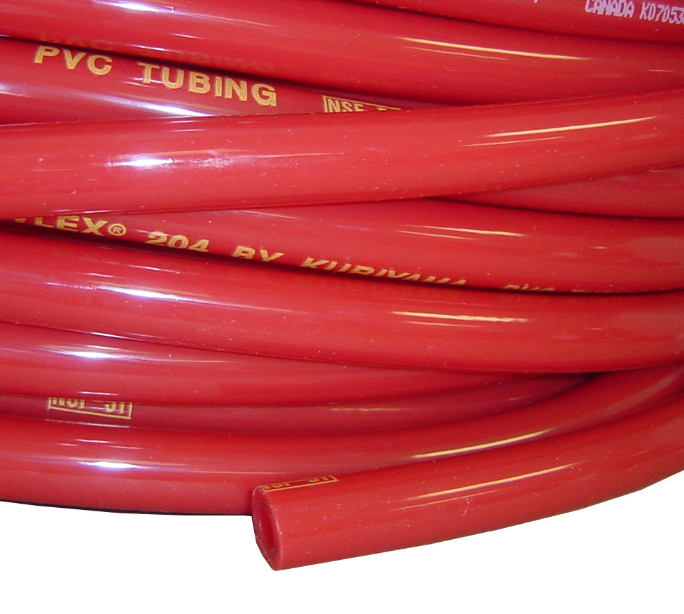 5/16" I.D. Red Gas Vinyl Hose; 5 foot sections CO2 Beer systems and Two clamps