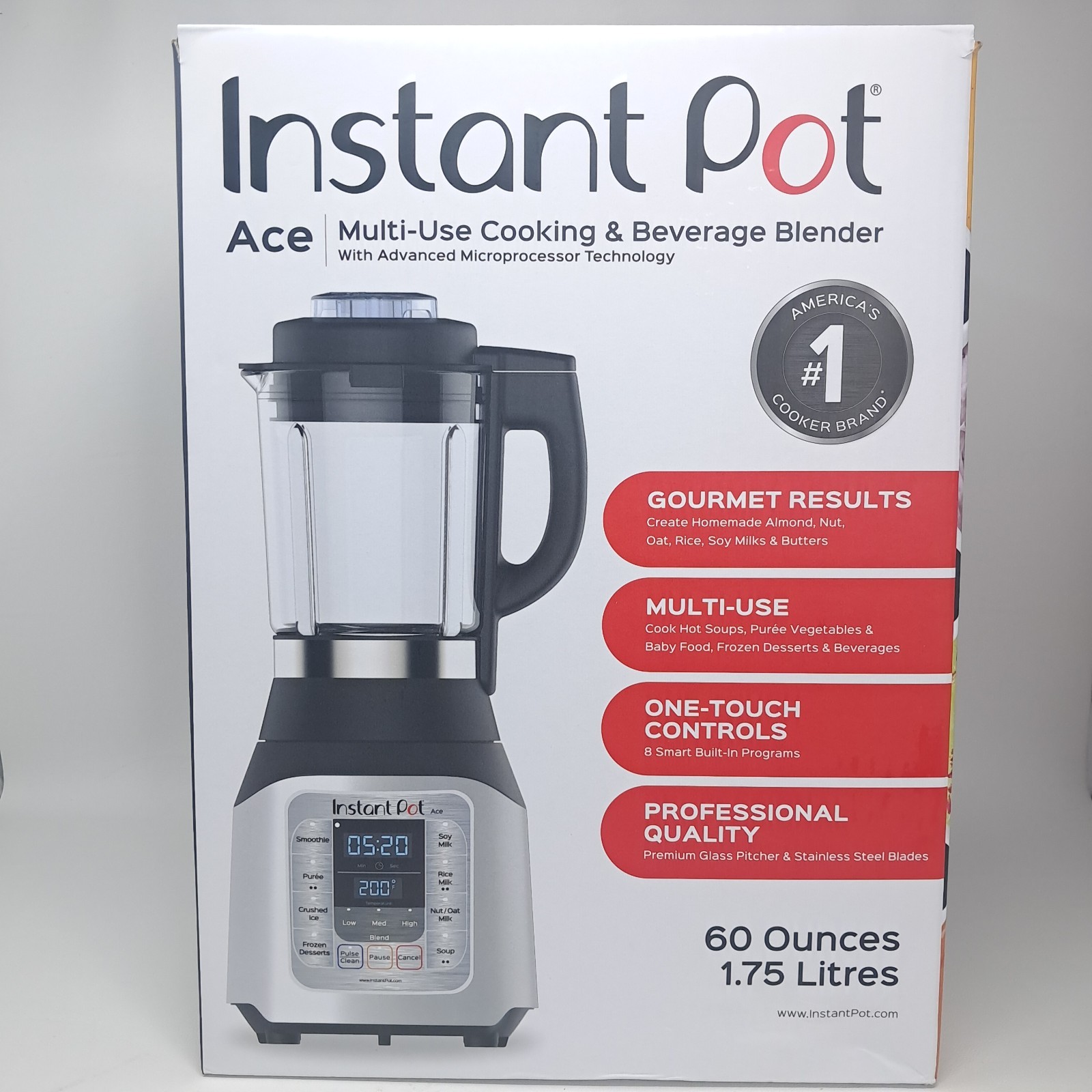 Instant Pot Ace Cooking Blender 60oz 1.75L Multi-Use Glass Stainless Steel