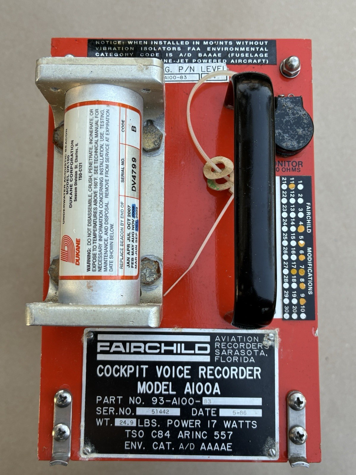 COCKPIT VOICE  RECORDER  (MODEL A100A)  93-A100-83
