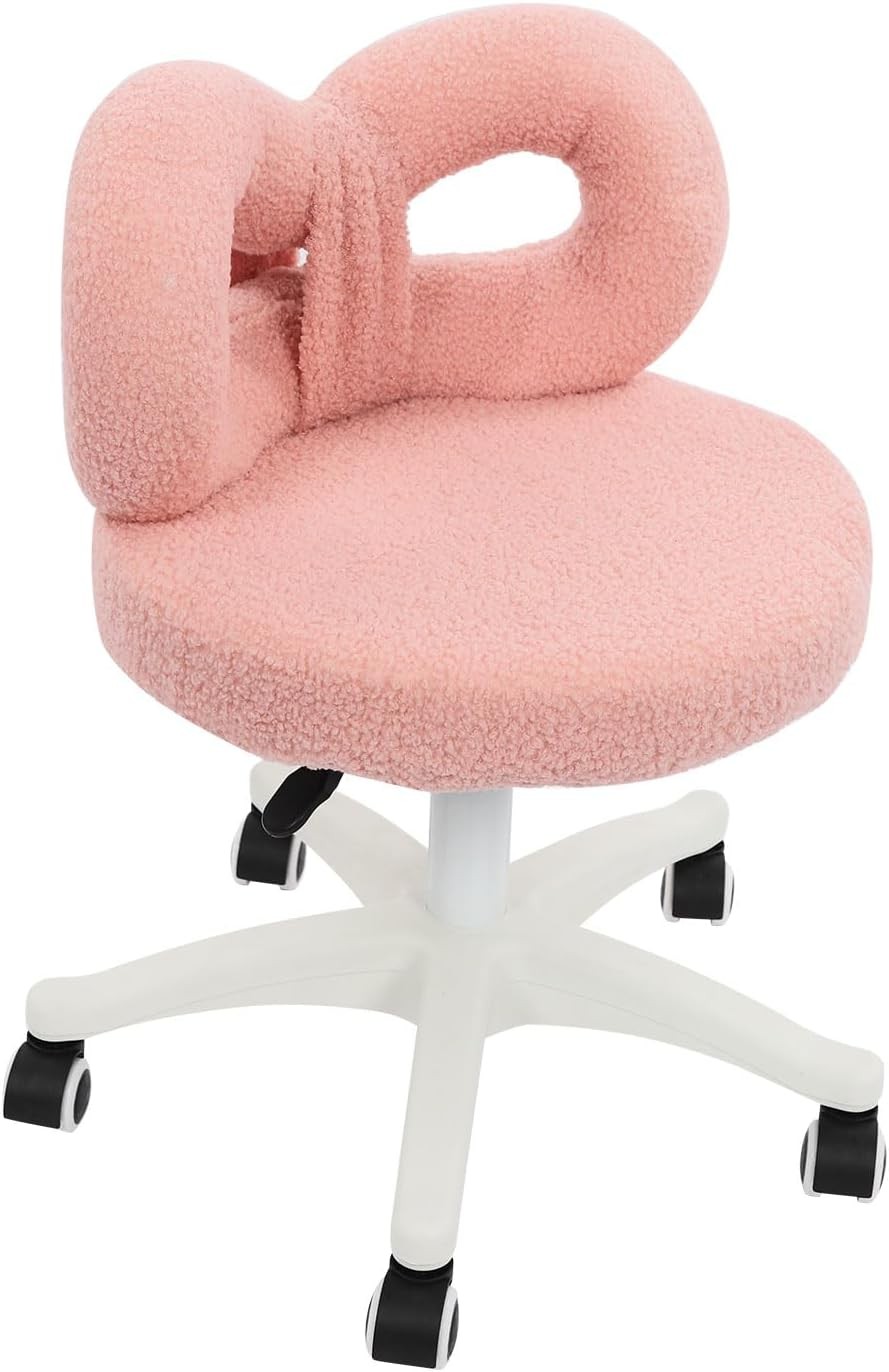360°  Pink Swivel Computer Chair Height Adjustable Chairs with Wheels and Back