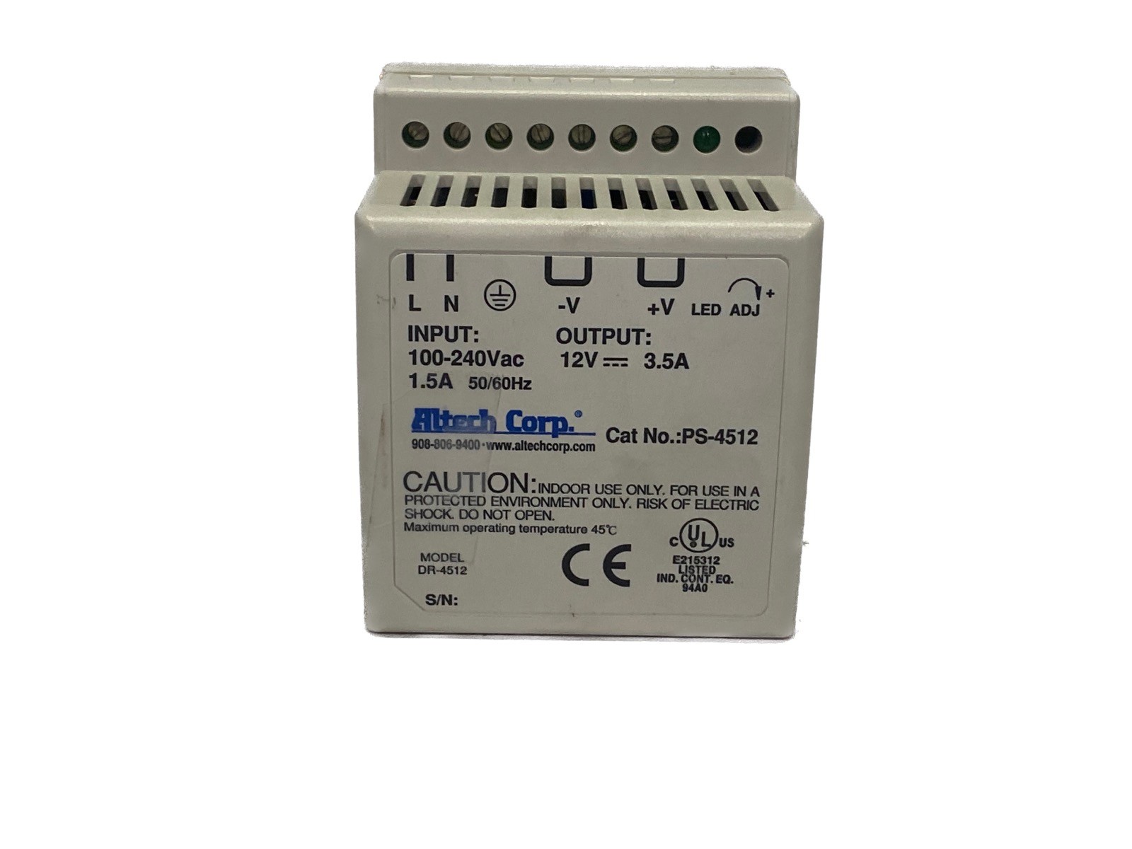 USED Altech Corp 100-240VAC 1.5A In 12V 3.5A Out Power Supply PS-4512