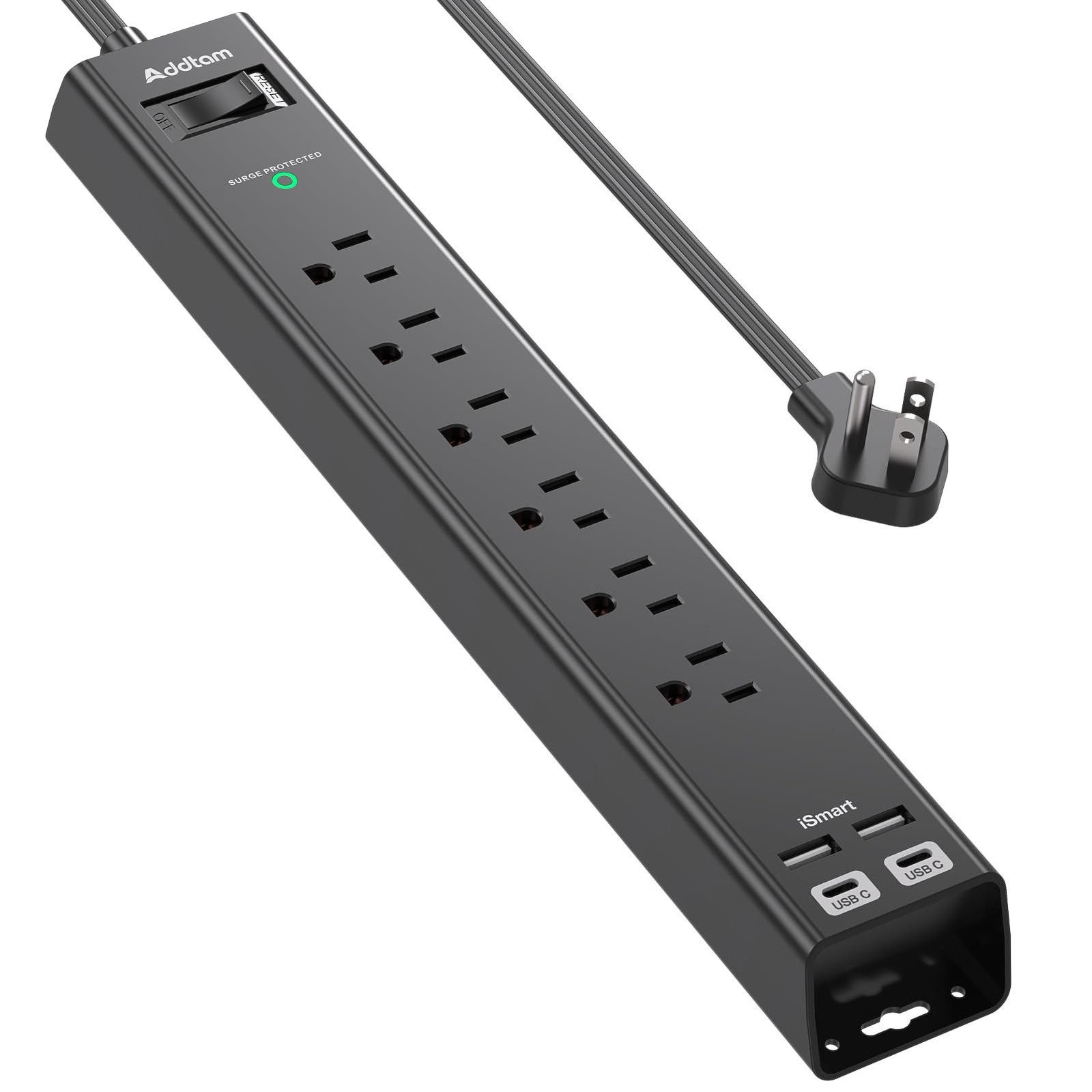 15Ft Extension Cord - Addtam Long Cord Power Strip with 6 AC Outlets and 4 US...
