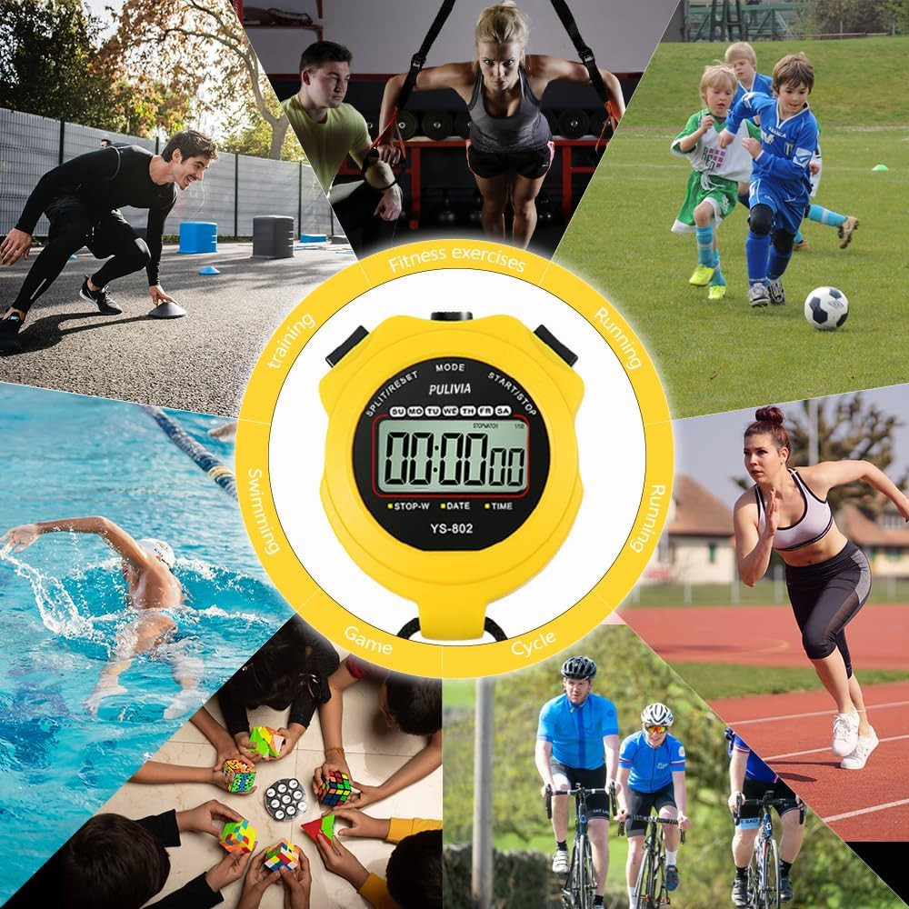 Stopwatch Timer Lap Split Digital Stopwatch with Clock Calendar Alarm, Large Dis