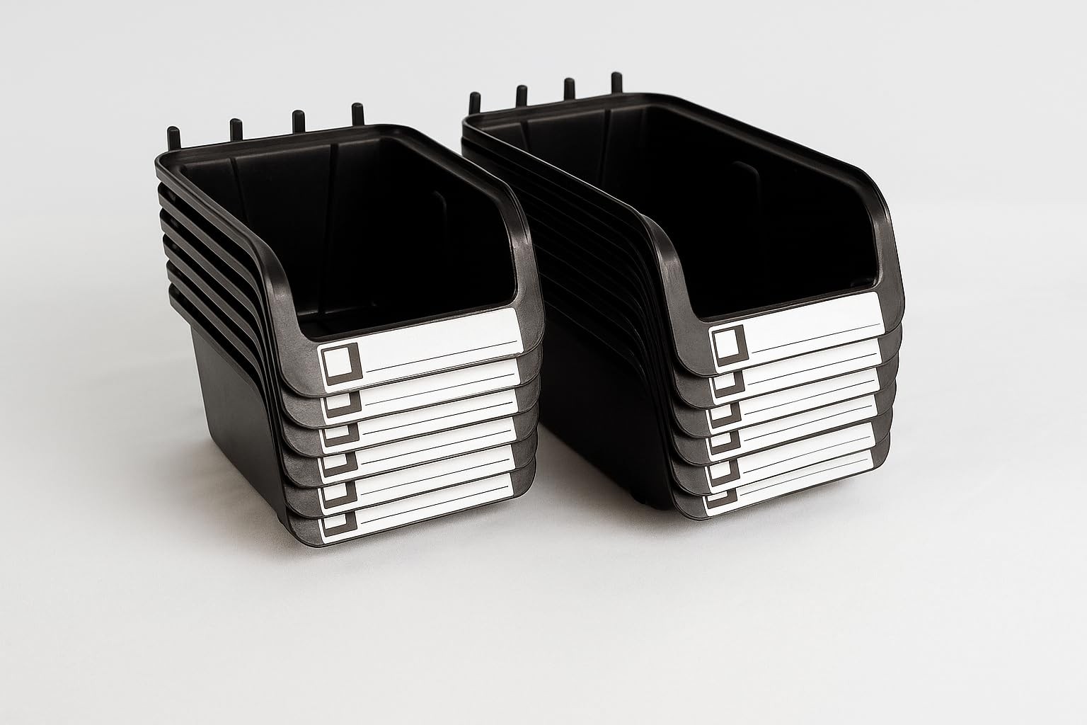 WallPeg Pegboard Bins - 6 Each 7" & 6 5" ORGANIZING - Hooks Black