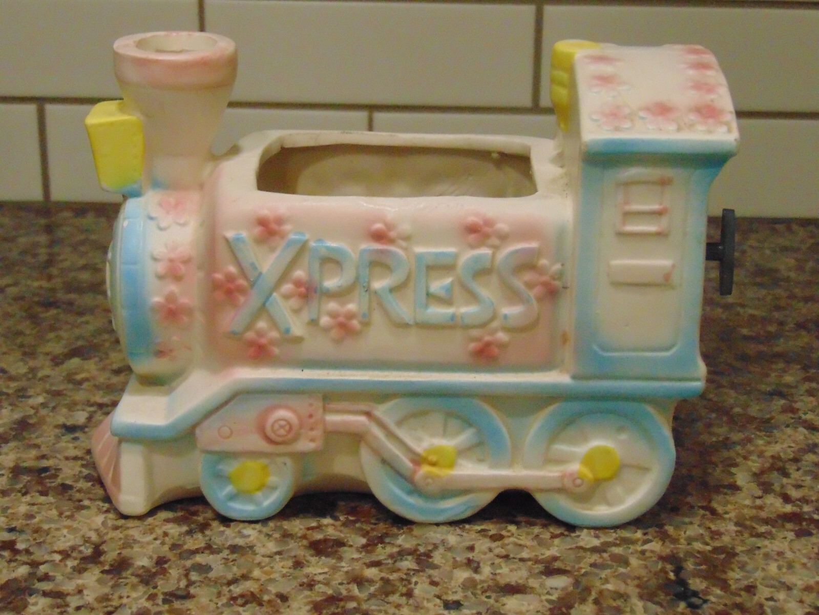 Vintage Inarco Baby Xpress Train Musicbox Planter Plays "Rock-a-bye Baby" Japan