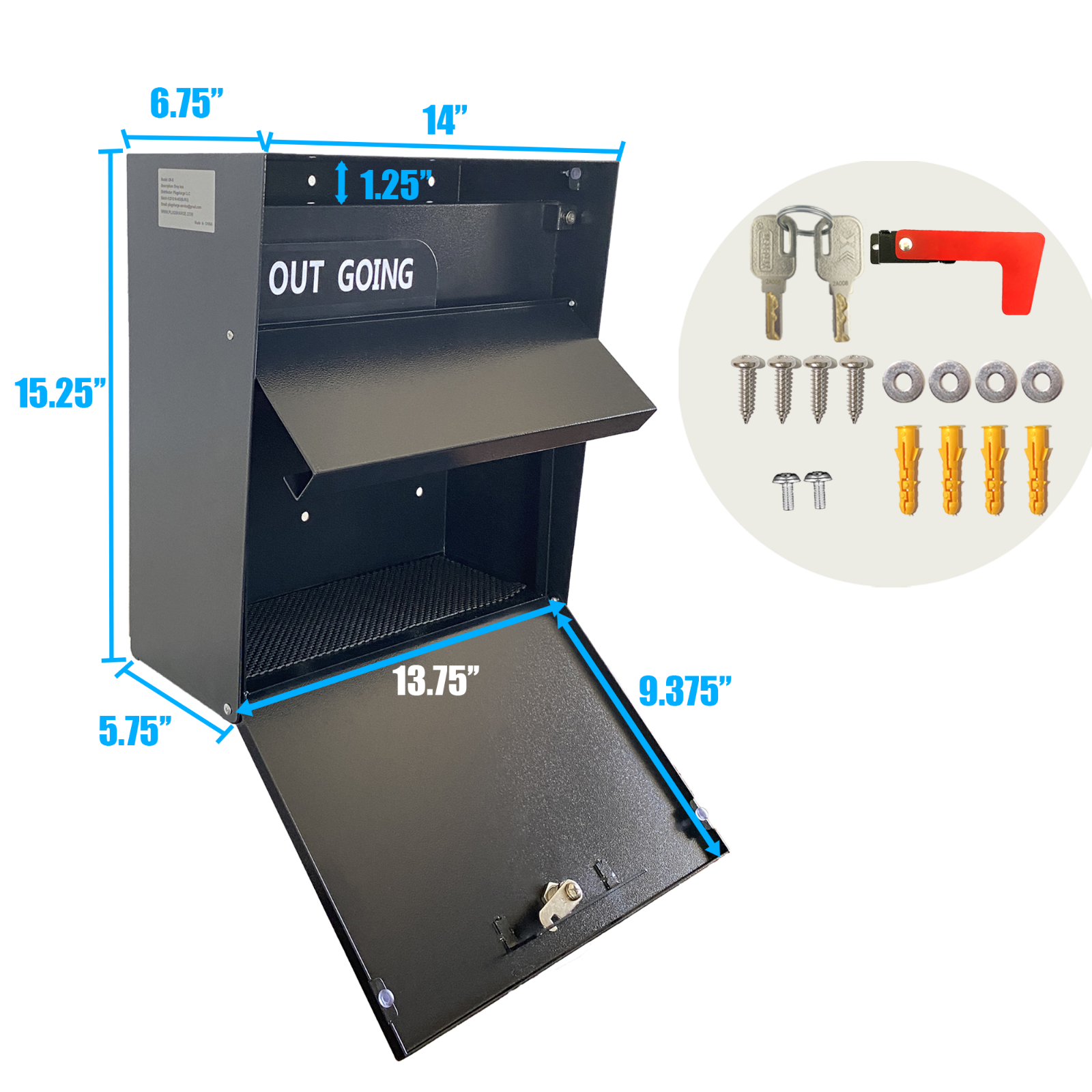Rainproof Wall Mount Mailbox with Outgoing Mail Flag and Holder Locking Mailbox