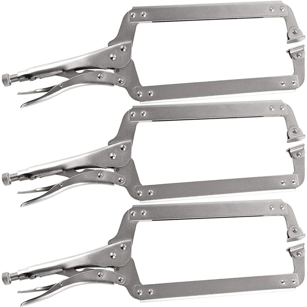 18" C-Clamp Locking Pliers W/Swivel Pads Heavy Duty Vise-Grip Welding Pliers 3Pc