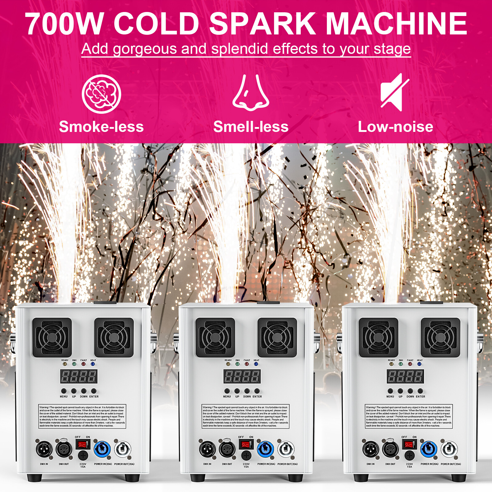 2Pack Cold Spark Machine 700W Stage Effect DMX Firework DJ Event Party Wedding