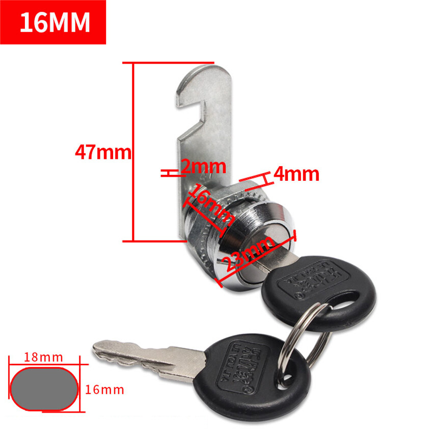 Thread Cam Lock for File Cabinet Mailbox Drawer Cupboard Desk Locker + 2 Keys