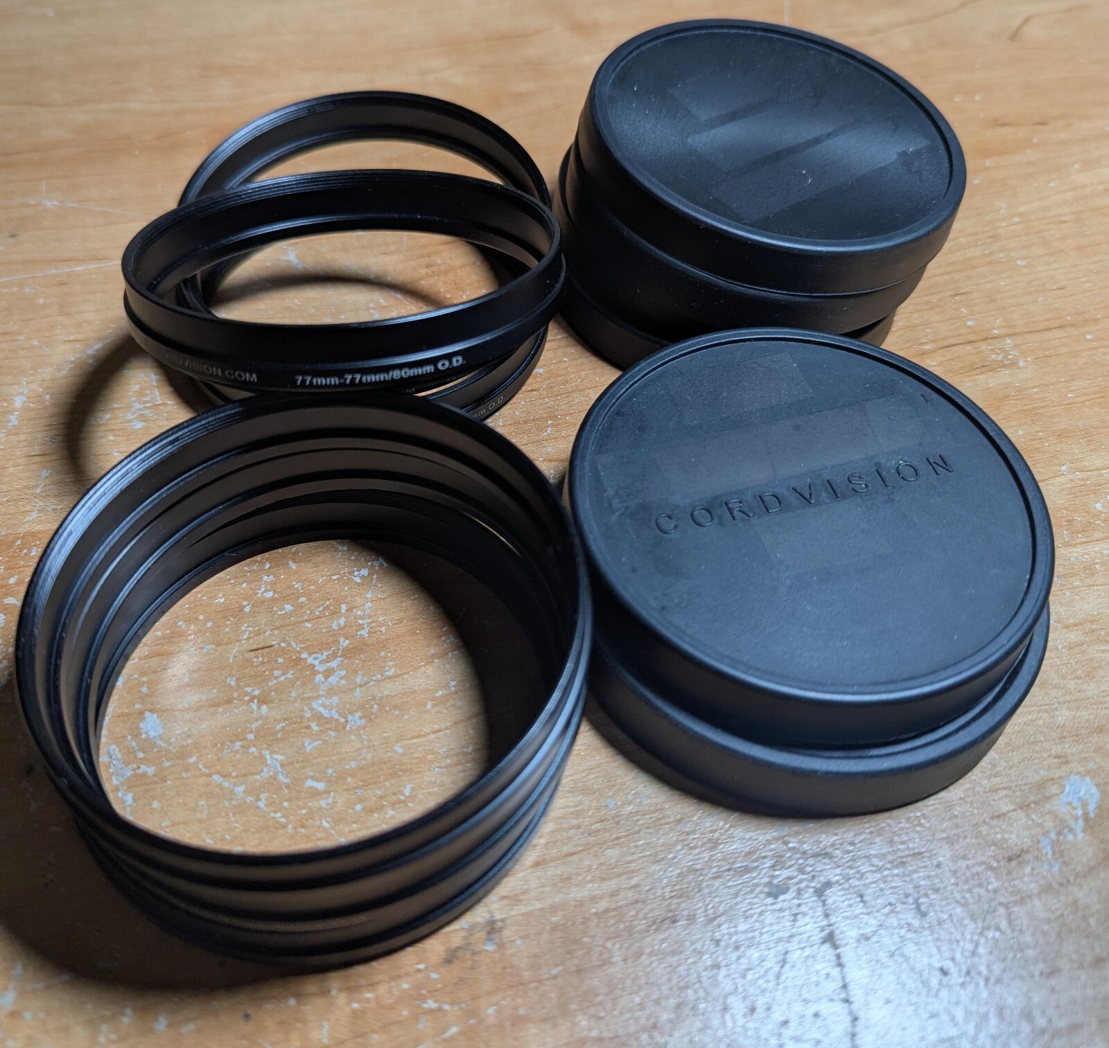 Cordvision 6-Cine Rings & 6-Caps 77mm-77mm threads (80mm O.D.) for matte boxes