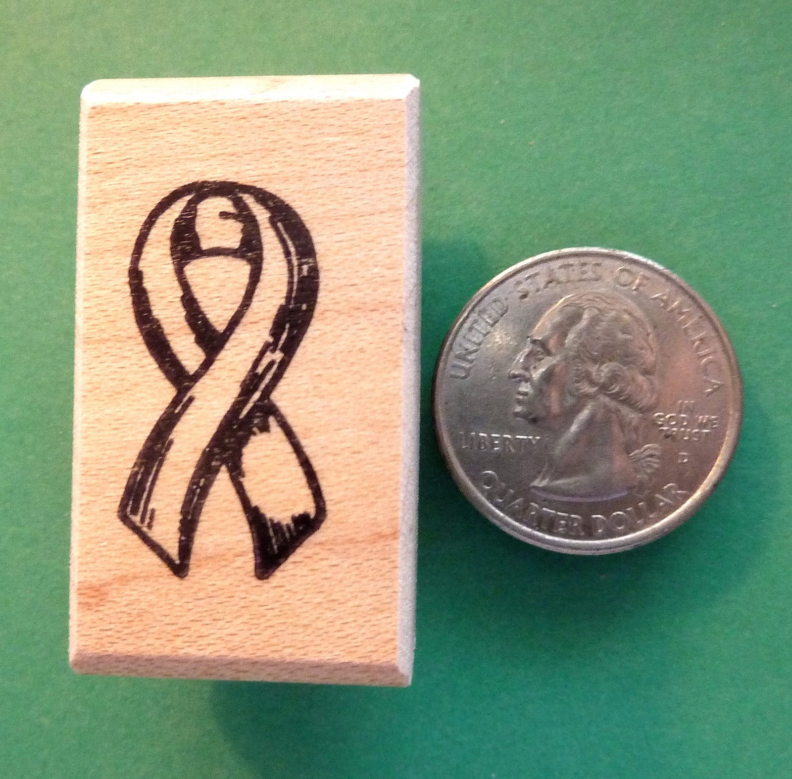 Awareness/Memorial Ribbon Rubber Stamp, Plain, wood mounted