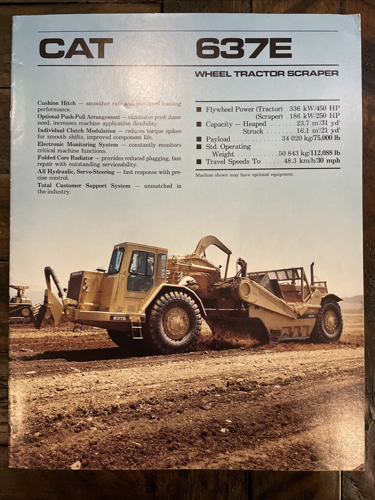 Caterpillar 637E Wheel Tractor Scraper Brochure ‘88