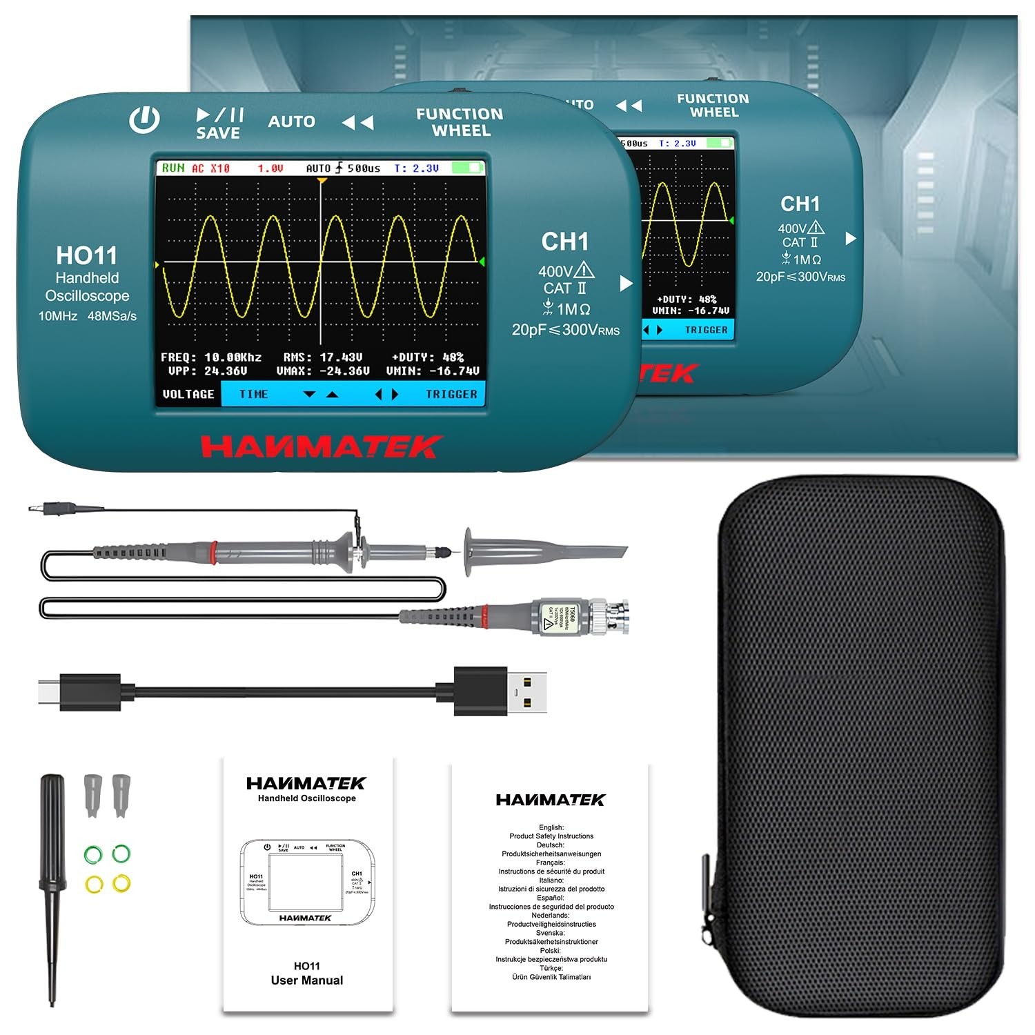 Portable 10MHz Oscilloscope with 2.8” TFT Display and Advanced Trigger System