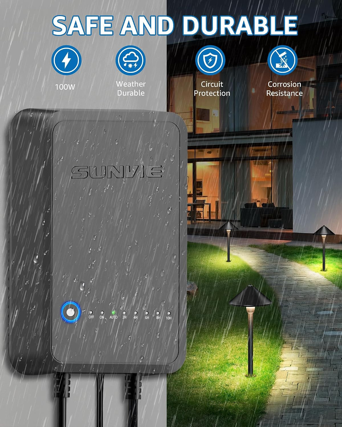 100W Low Voltage Landscape Transformer Weatherproof Low Voltage