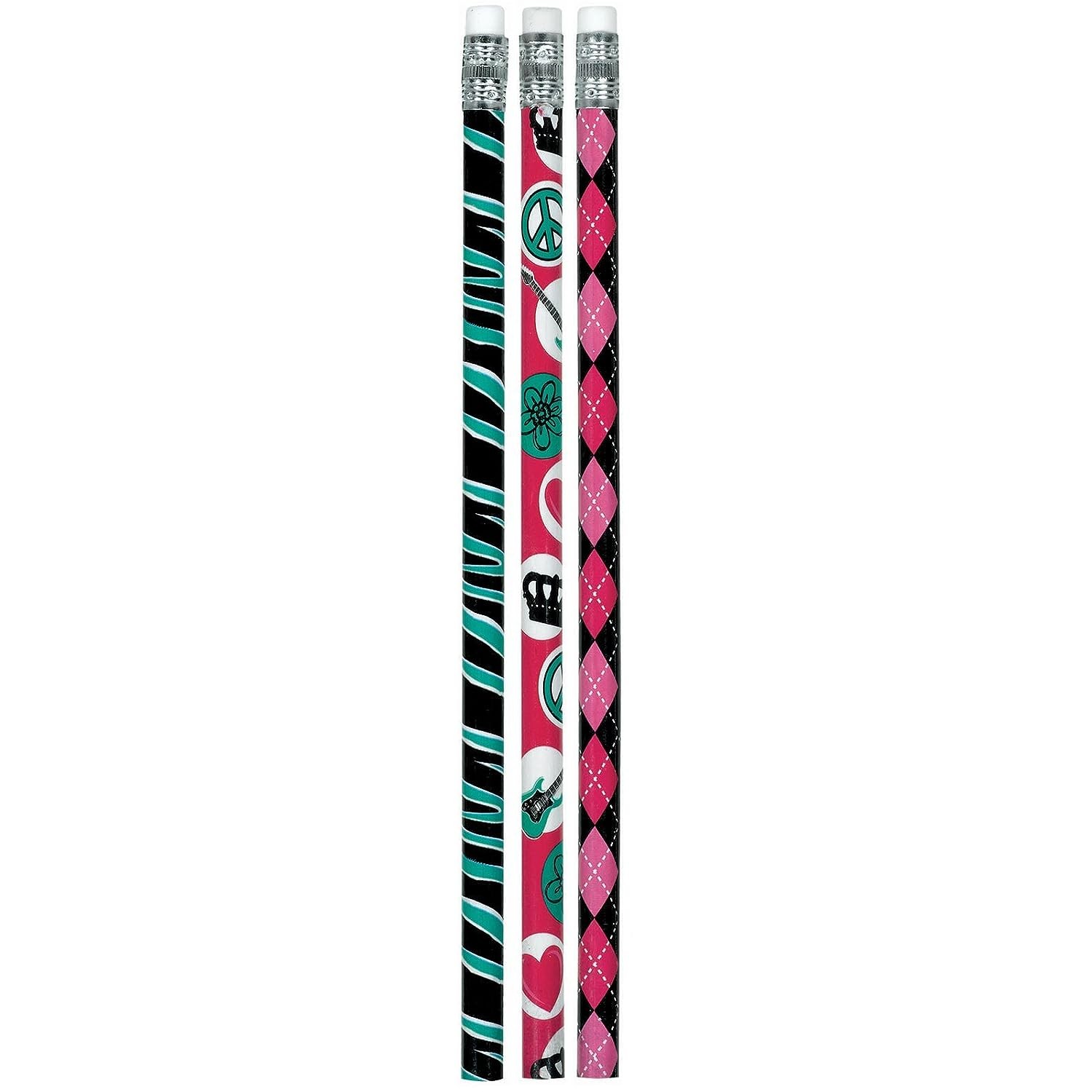 Rocker Princess Polka Dot Rock Star Pink Girls Kids Birthday Party Favor Pencils