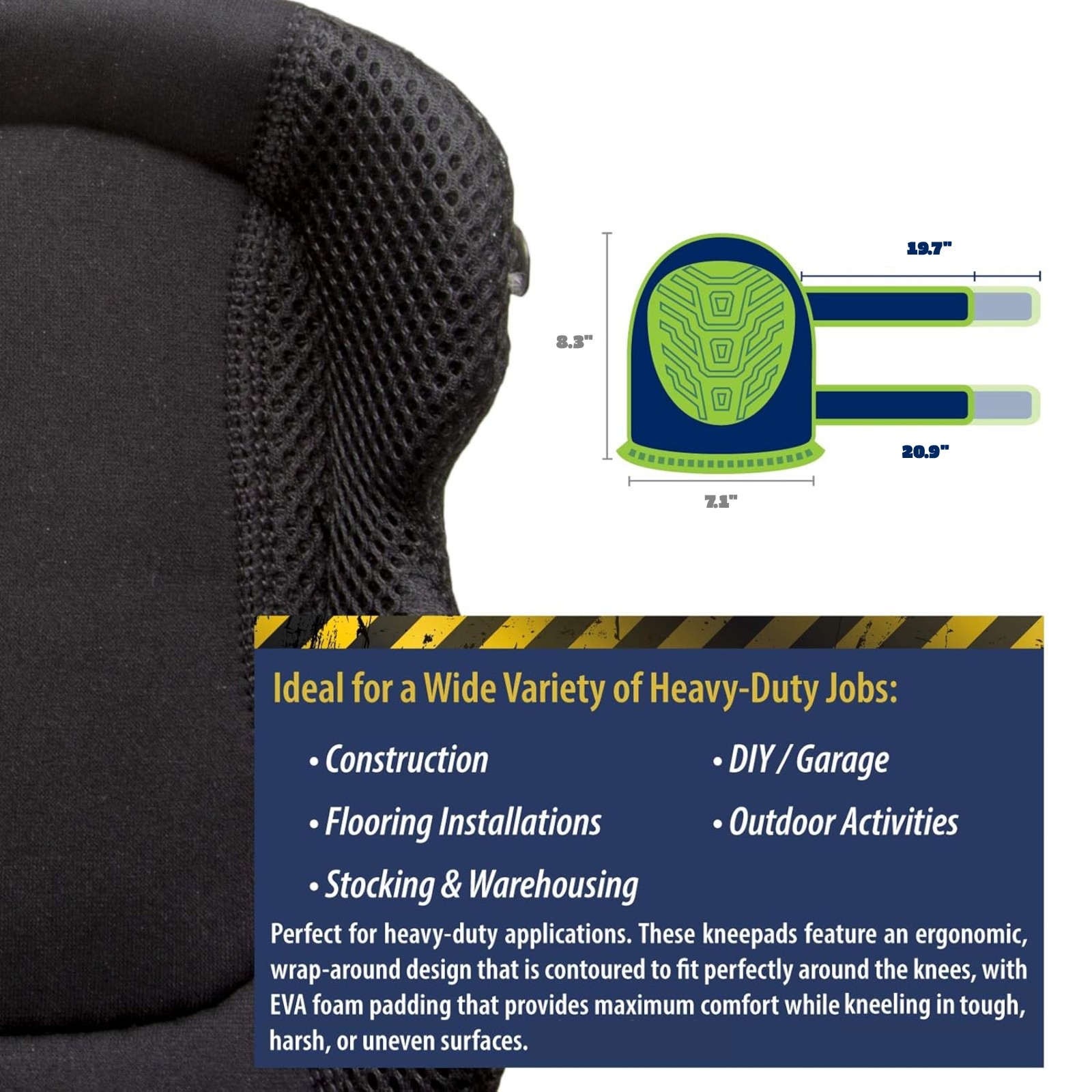1 Pair Hard Shell Knee Pads with Thick Foam Padding for Construction Floor Work