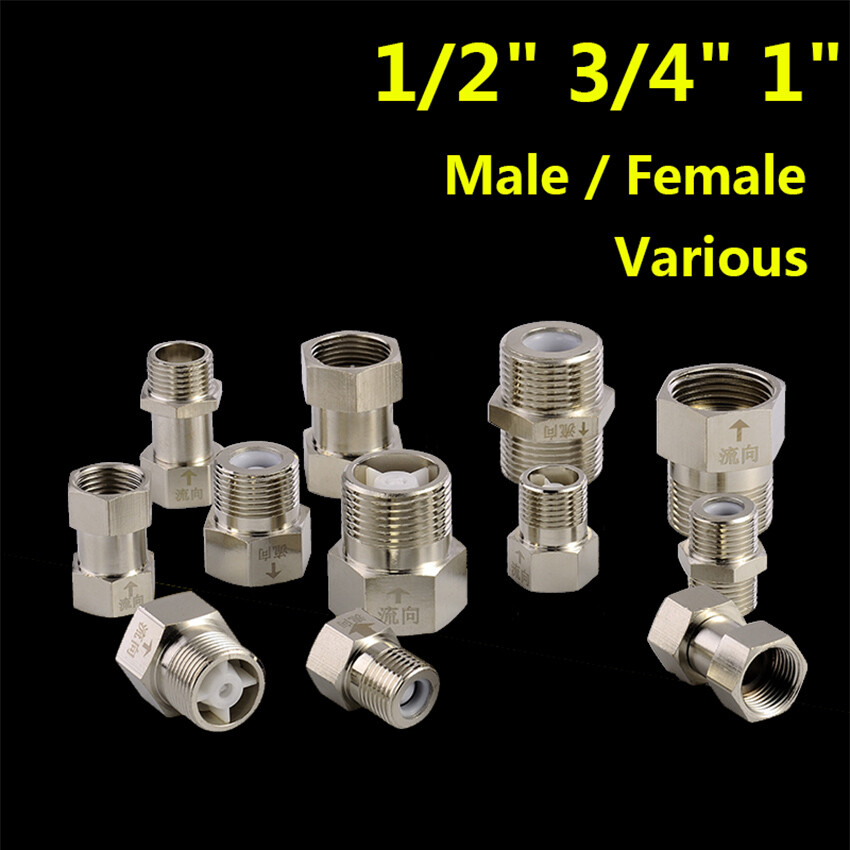 1/2" 3/4" 1" BSP Male / Female Check Valves Coupling Nickel Plated Brass Adapter