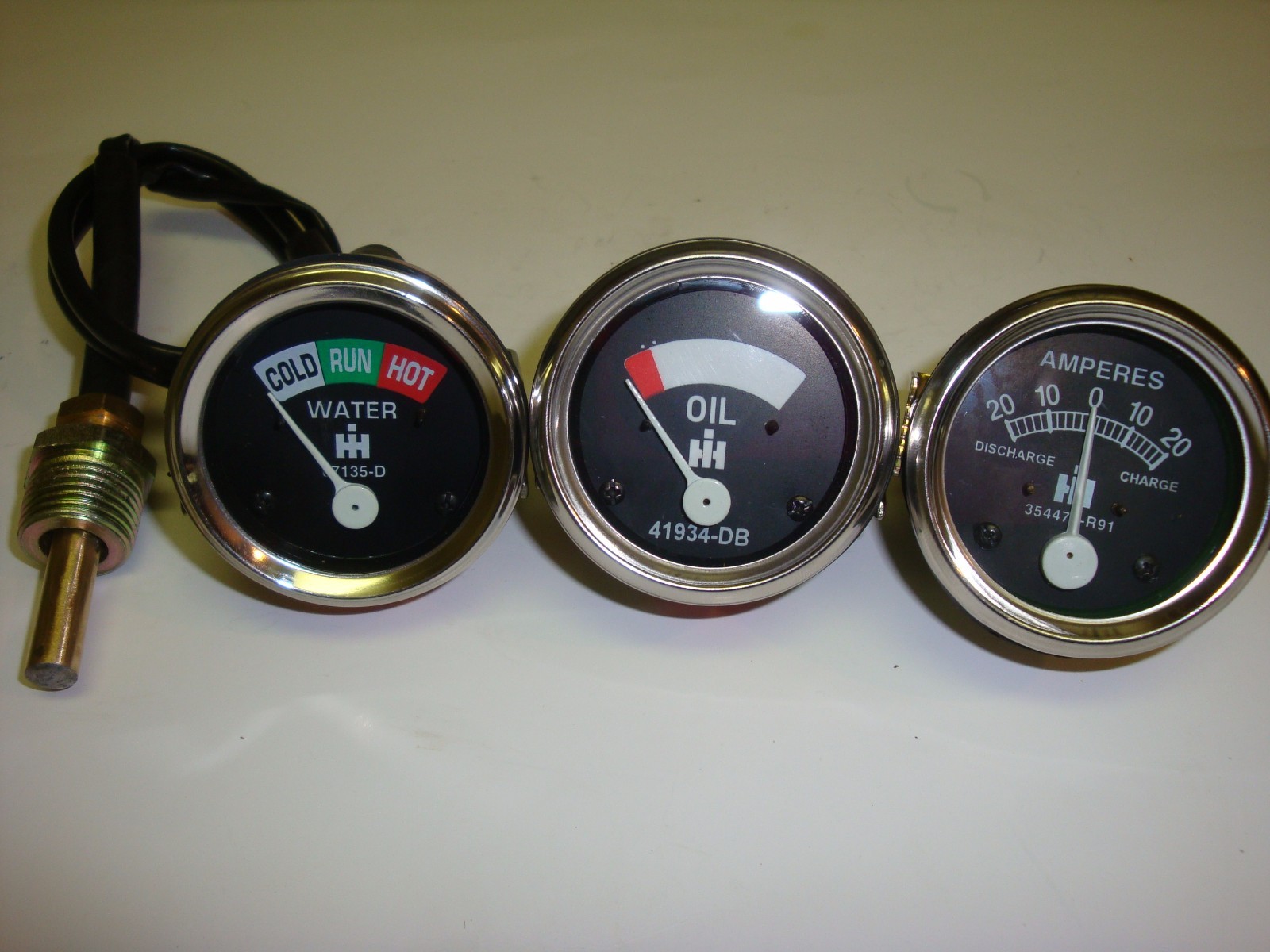 Oil, Temperature, Amp Gauge Set for Farmall IH H, SH, SM, SMD, W, SW 1947 54