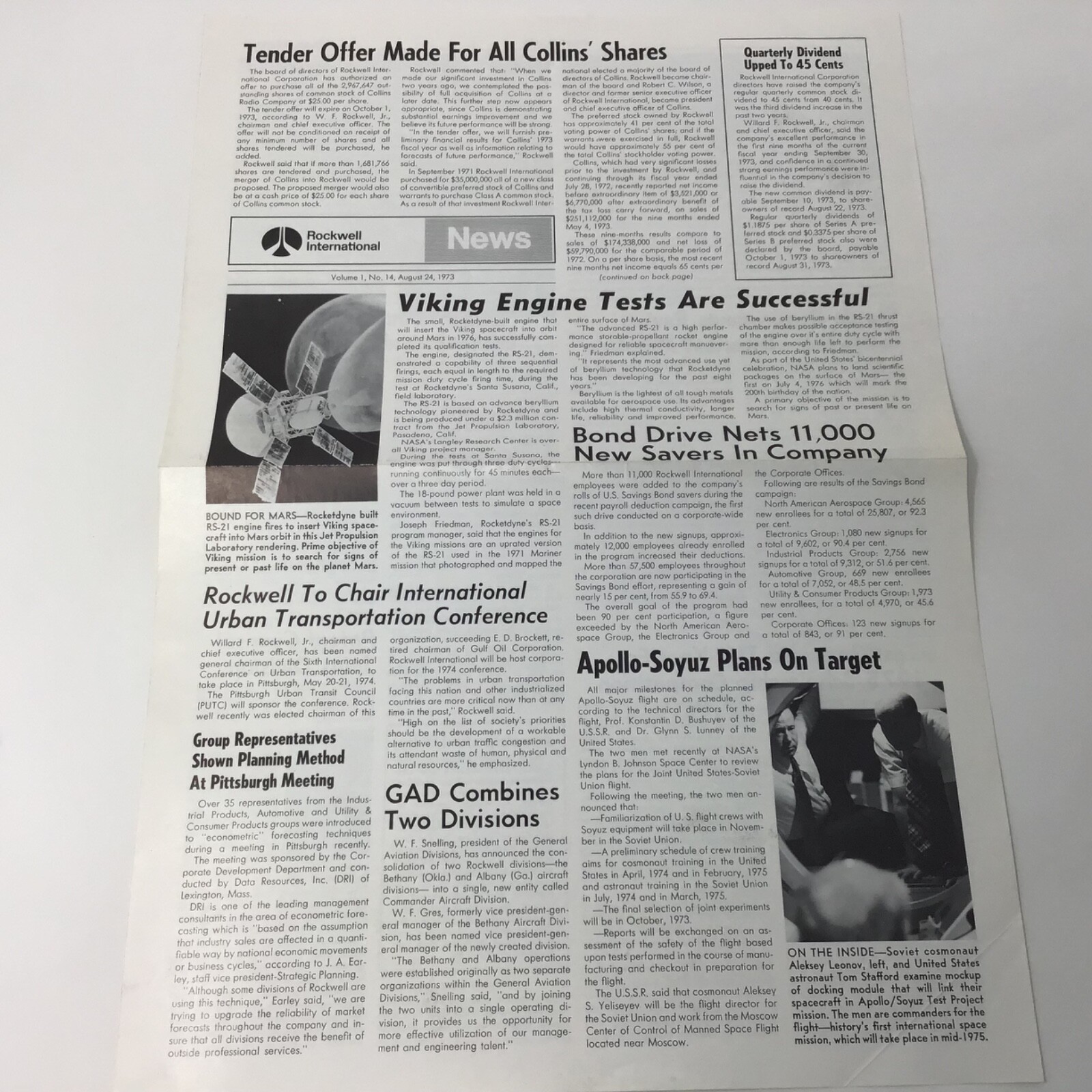 1973, August 24, ROCKWELL International  NEWS volume 1,  Number 14