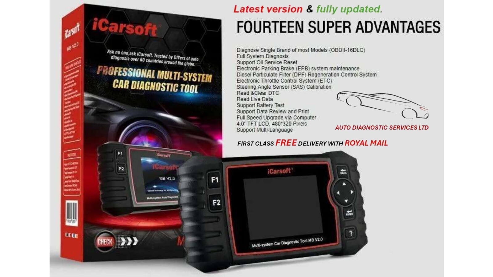 iCarsoft MB V2.0 - For SMART (MB) Professional Diagnostic Tool - Official Outlet