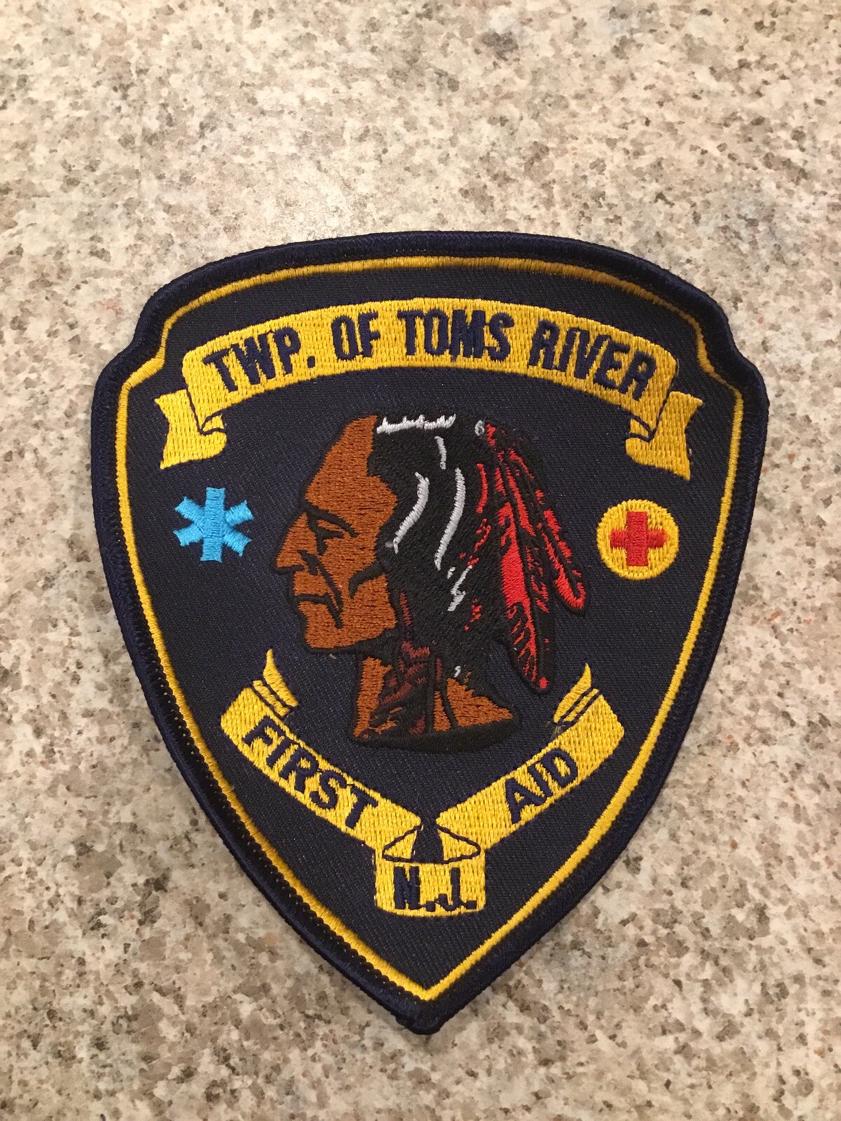 ‼️TOWNSHIP OF TOMS RIVER N.J. EMBROIDERED FIRST AID PATCH NATIVE AMERICAN/INDIAN