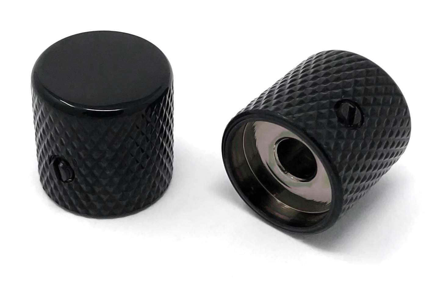 Vintage Forge Black Metal Flat Top Barrel Knobs for Electric Guitar and