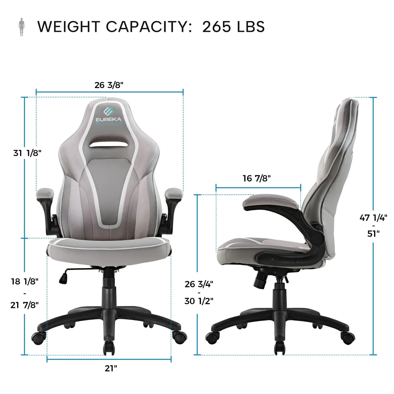 Eureka Vortex Gaming Chair Ergonomic PU Leather Dual-Tone (Grey)