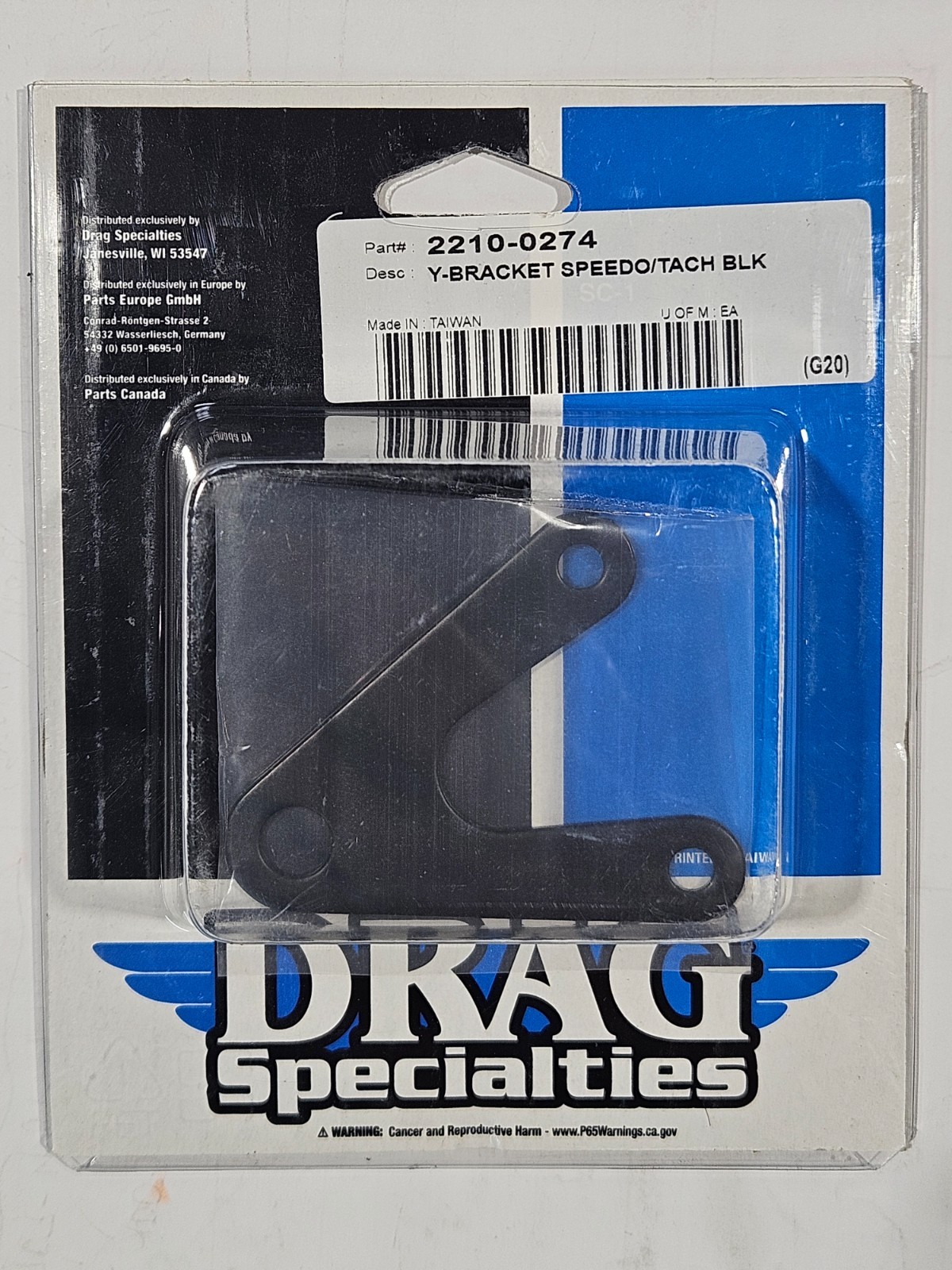 DRAG SPECIALTIES 2210-0274 - Y-Bracket for Gauges - Gloss Black