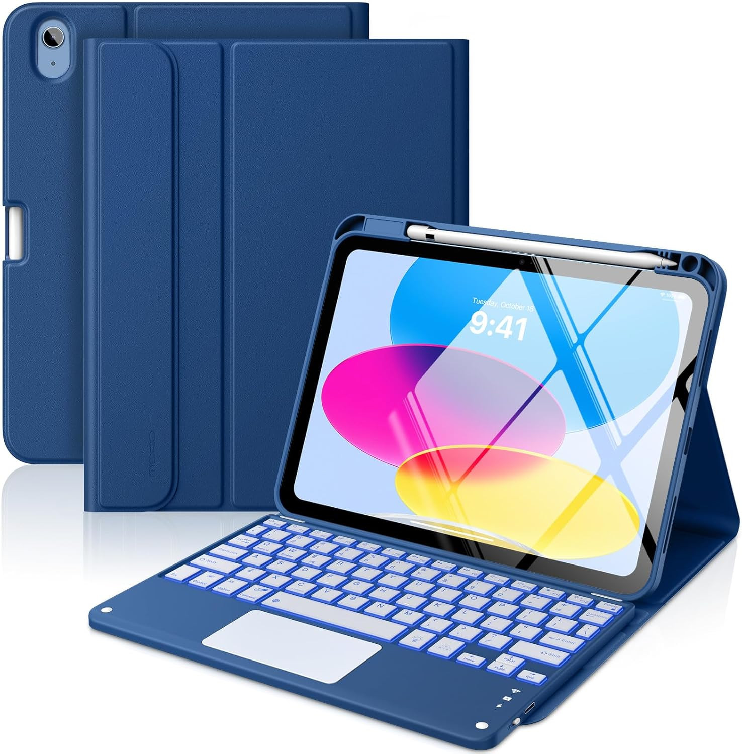MoKo Touch Keyboard Case for iPad (A16) 11th Generation 11 inch 2025, iPad 10th
