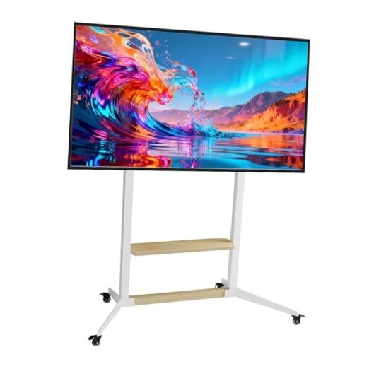 TV Cart Rolling Stand with Wheels Shelves for 55 65 75 85 86 90 95 98 100