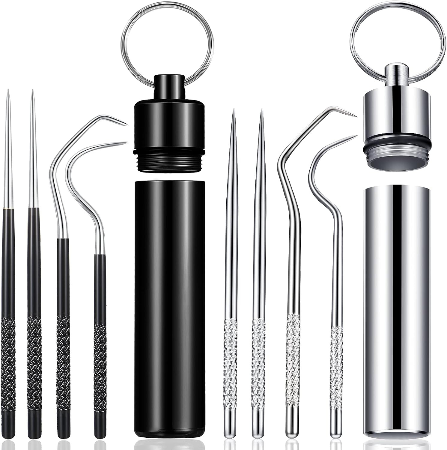 Portable Titanium Toothpicks Pocket Set Reusable Metal Stainless Steel