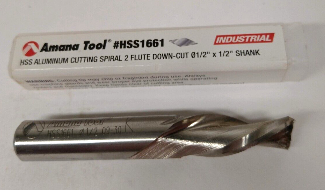 Amana Tool HSS1661 Aluminum Cutting Spiral 2 Flute Down Cut 0 1/2 X 1/2 Shank