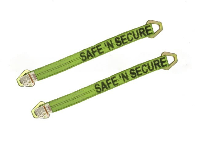 2 Pack of 2" x 24" Hi-VIZ Green DIAMOND WEAVE 3-Ply Axle Straps - Made in USA!