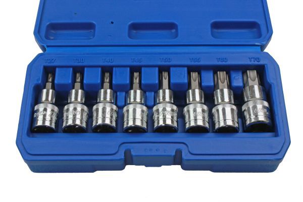 US PRO Tools 8 Piece 1/2" Drive Torx / Star Bit Socket Set T27 - T70 3403