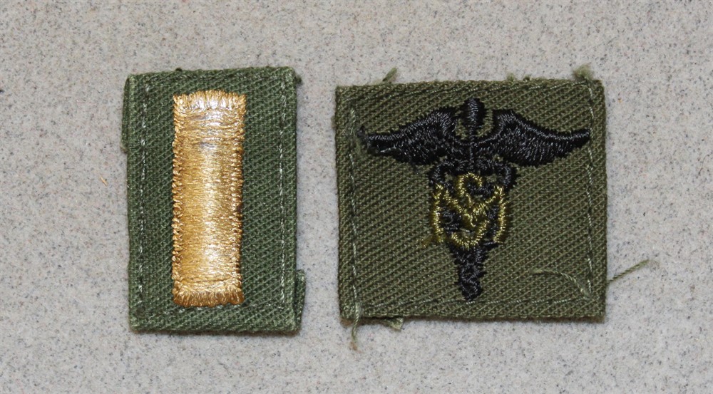 Army Officer Cloth Collar Insignia: Medical Services & 2LT - subdued