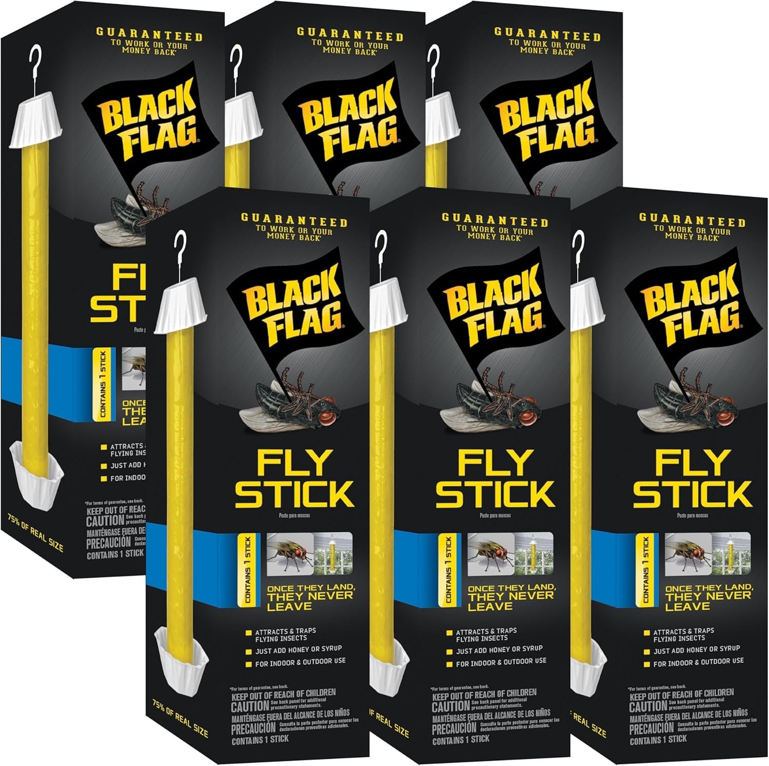 Fly Stick Trap Houseflies & Flying Insects Pack of 6