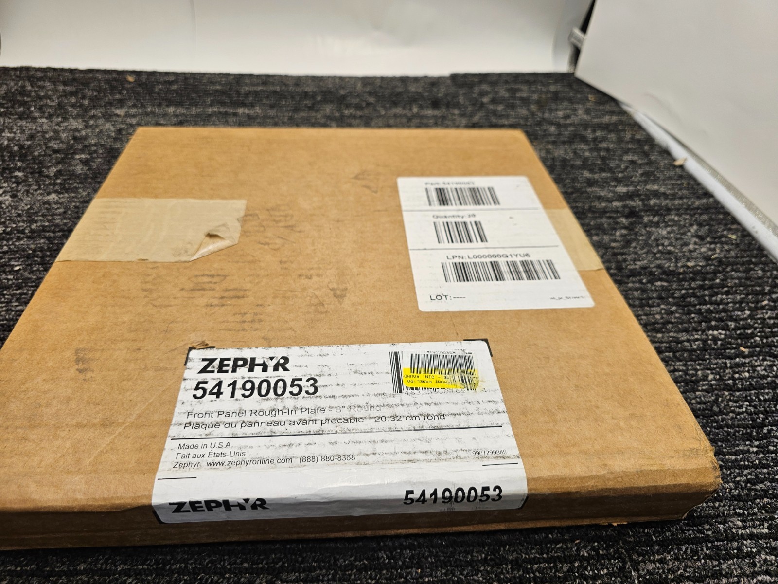 Zephyr 54190053 Front Panel Rough-In Plate Round 8"