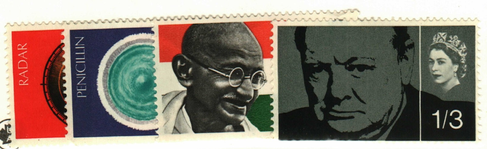 Great Britain #421, 518-9, 600 MNH Churchill, Gandhi