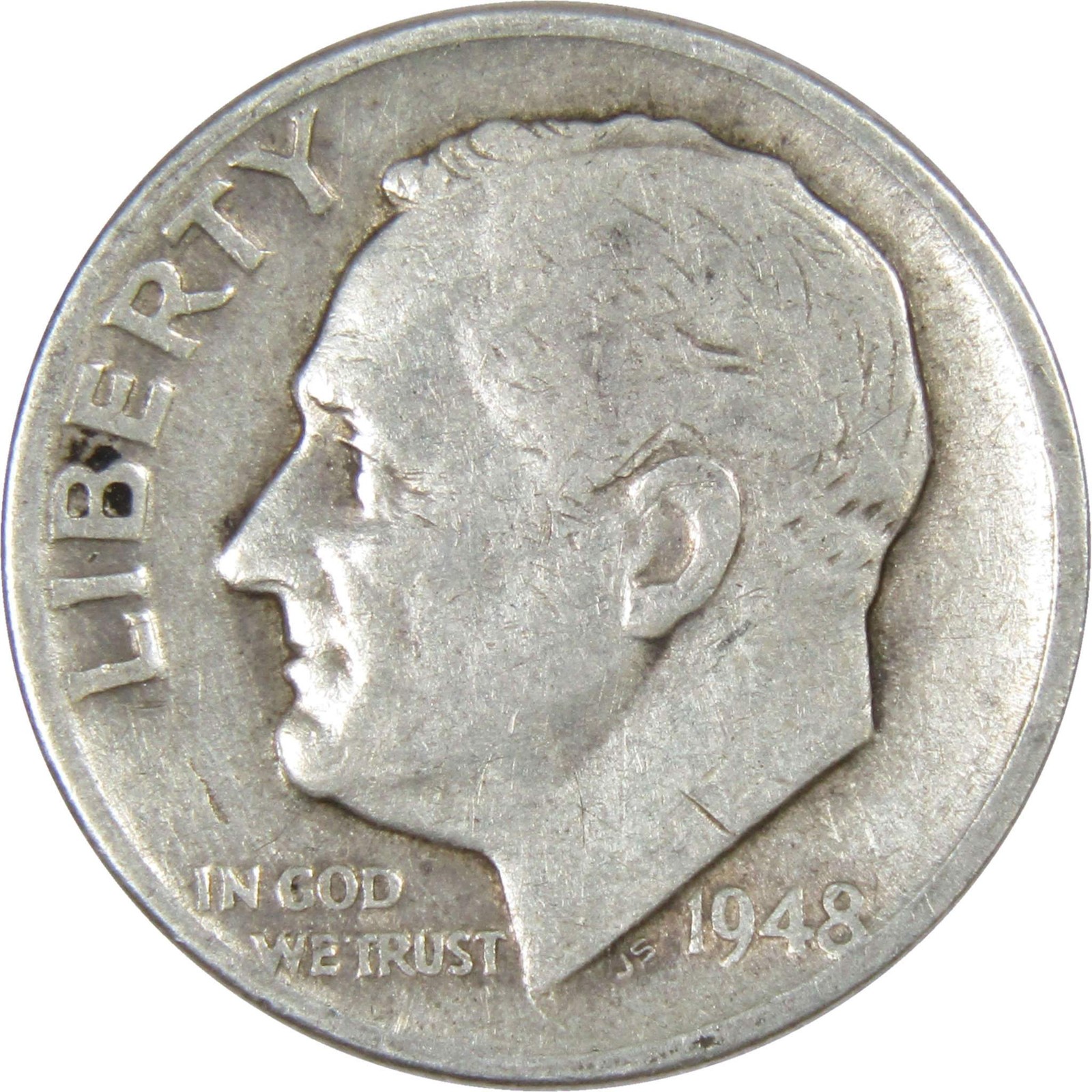 1948 Roosevelt Dime Circulated Silver 10c Coin Collectible