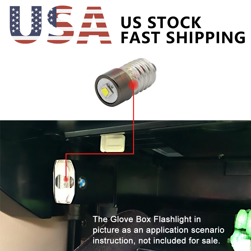 Upgrade BMW Glove Box Flashlight LED Bulb Non-Polarity E10 Screw Base