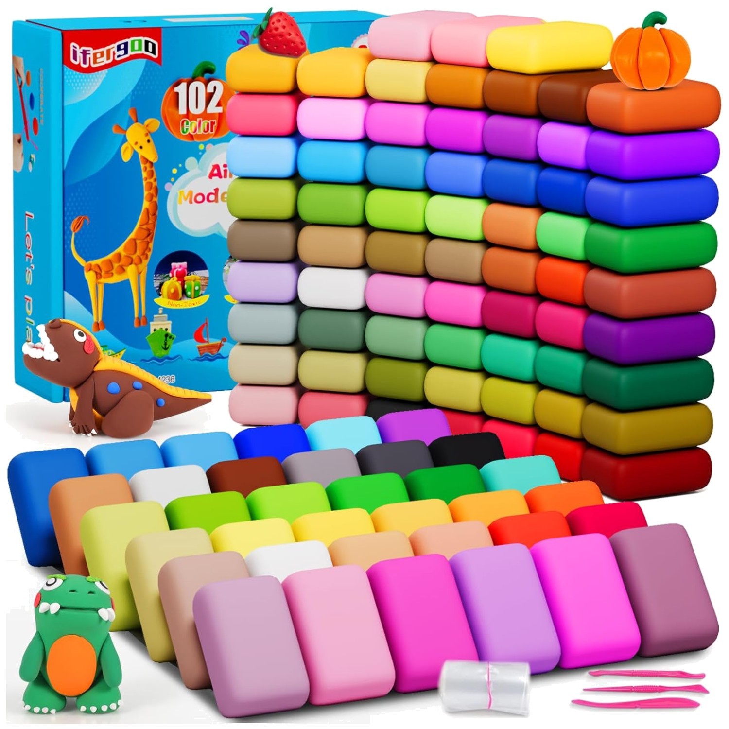 Creative Air Dry Clay Set - 102 Non-Toxic Colors for Children’s Art Projects
