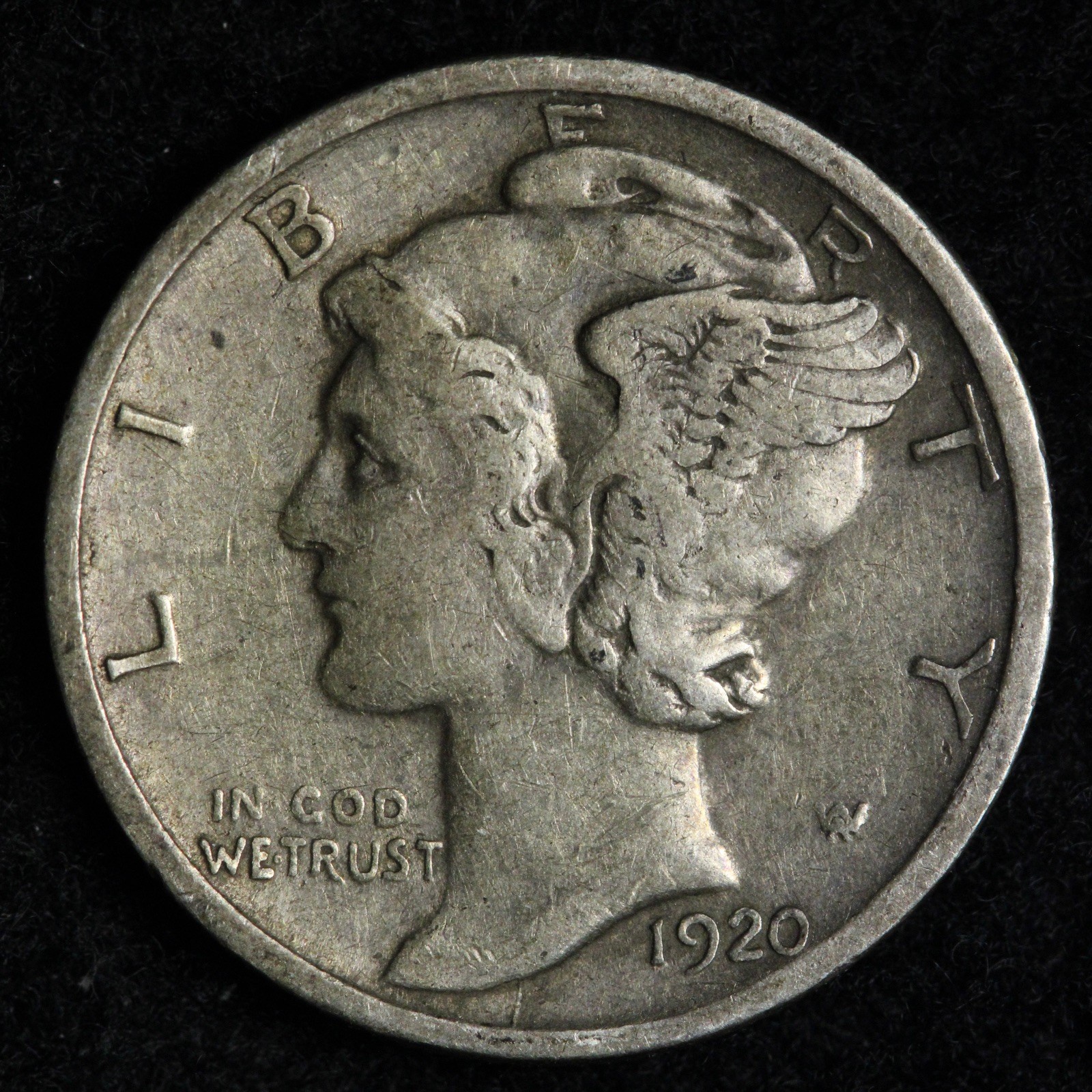 1920-D Mercury Silver Dime XF E317 OKCD