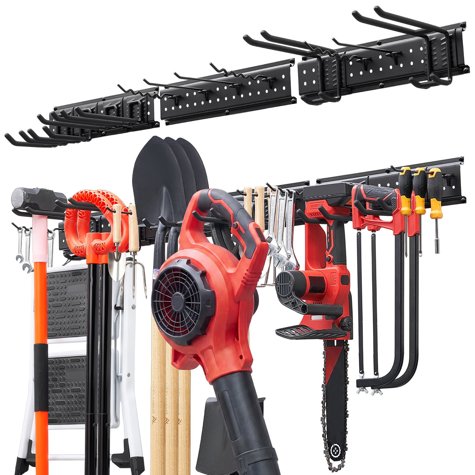 Uimoso Garage Tool Organizer Wall Mount Storage Rack 49.5" 600lb 3 Rails 12 Hook