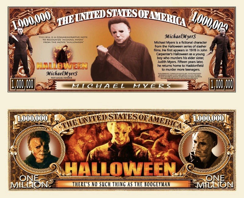 Pack of 10 Michael Myers Halloween Horror 1 Million Dollars Novelty Money