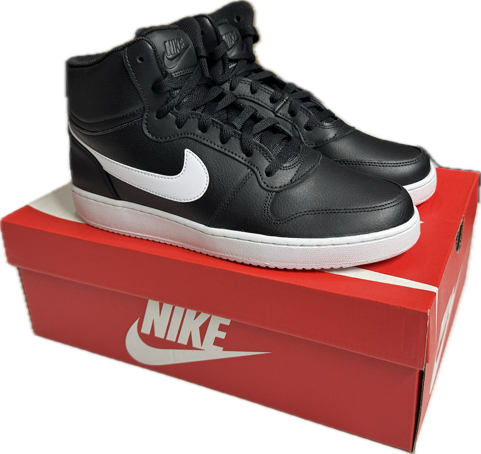 Nike Ebernon Mid Men's Black White Retro Basketball Sneakers AQ1773-002